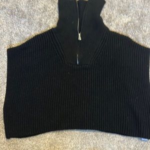 Cropped zipper sweater turtleneck